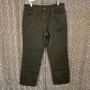 Croft &Barrow Flannel Lined Brown Jeans 100% Cotton Warm Work Men's 34x29